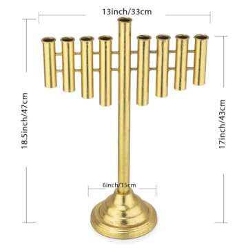 WOPARTY Hanukkah Menorah Jewish Candle Sticks - Holyland 9 Branch Candle Holder （10״ high,Gold