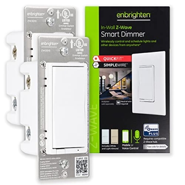 Enbrighten Z-Wave Smart Rocker Light Dimmer with QuickFit and SimpleWire, 3-Way, Works with Alexa, G...