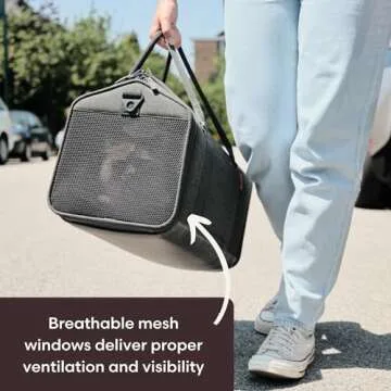 Tuft + Paw Porto Modern Cat Carrier, Soft-Sided Designer Cat Carrier for Large Cats up to 30lbs, Water Resistant, Airline Compliant, Soft-Faux Shearling Interior (Charcoal)