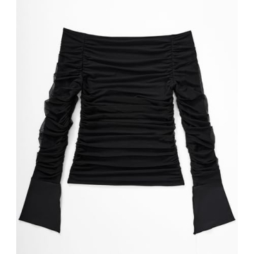OMKAGI Women Long Sleeve Off Shoulder Top - Chic Design