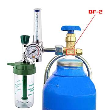 WX-YQ01 Oxygen Pressure Reducer Meter Regulator CGA540 Buoy with G5/8-14 Outlet Female Thread and Tu...