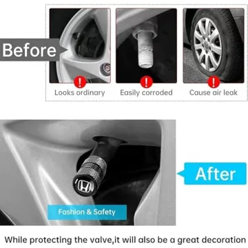 Durable Aluminum Tire Valve Stem Caps for Honda Accord Civic CR-V - 4 Pcs