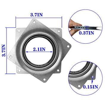 8Pack Lazy Susan Hardware, 4INCH Square Rotating Bearing Plate, 300lbs Capacity Lazy Susan Turntable...