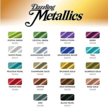 DecoArt Americana Acrylics Paint DAZZLING METALLICS, Set of 18 Popular Colors, 2 fl oz Bottle (Pack of 18)