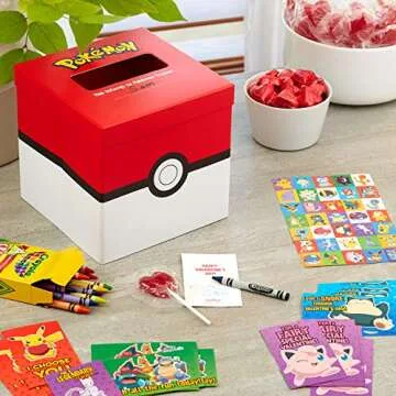 Hallmark Pokémon Valentines Day Cards and Mailbox for Kids School Classroom Exchange (1 Box, 32 Val...