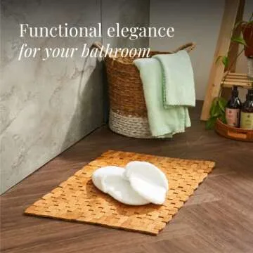 GOBAM Rollable Bamboo Bath Mat - Non-Slip, Water-Resistant
