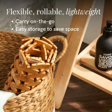 GOBAM Rollable Bamboo Bath Mat - Non-Slip, Water-Resistant