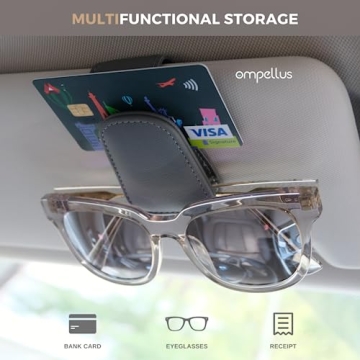 Stylish Ompellus Magnetic Leather Sunglass Holder for Cars