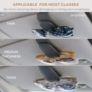 Stylish Ompellus Magnetic Leather Sunglass Holder for Cars