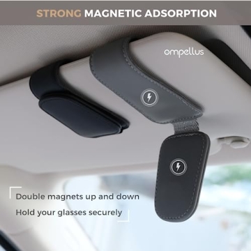 Stylish Ompellus Magnetic Leather Sunglass Holder for Cars