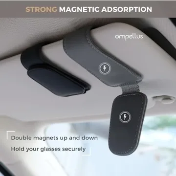 Stylish Ompellus Magnetic Leather Sunglass Holder for Cars