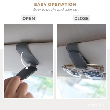 Stylish Ompellus Magnetic Leather Sunglass Holder for Cars