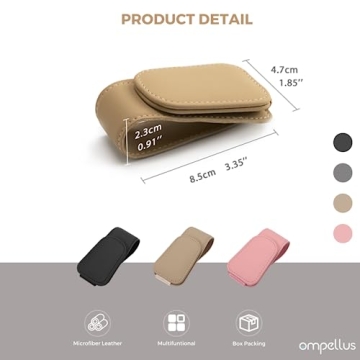 Stylish Ompellus Magnetic Leather Sunglass Holder for Cars