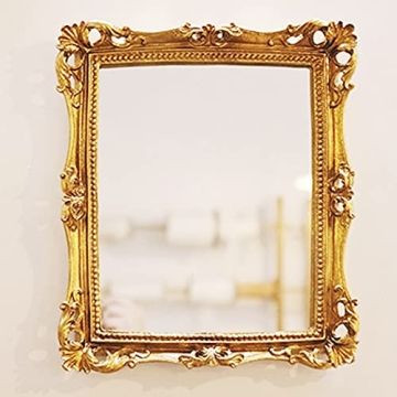 lemonadeus Ornate Gold Baroque Frame Mirror Luxury Elegant Small Rectangle Square Gold Wall Mirror/V...