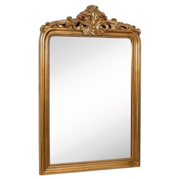 Hamilton Hills 28x42 inch Vintage Gold Mirror | French Baroque & Antique Arched Mirror for Wall Deco...