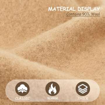 Gllutt Wool Beret Hat French Style Women Solid Color Thicken Warm Multiple Wear Ways 90% Wool (Camel)