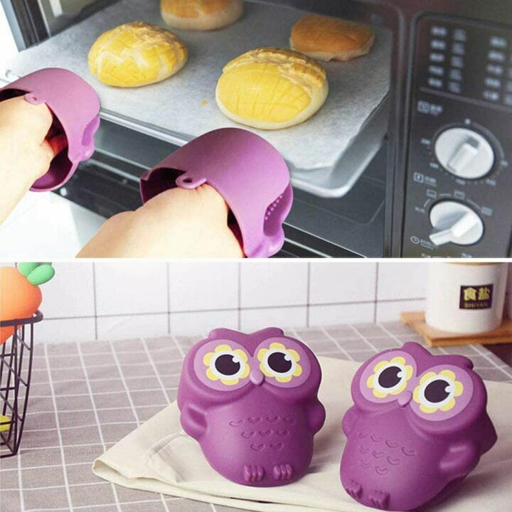 Cute Owl Silicone Oven Mitts - Heat Resistant Grippers