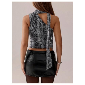 Milumia Women's Stylish One Shoulder Cut Out Tank Tops