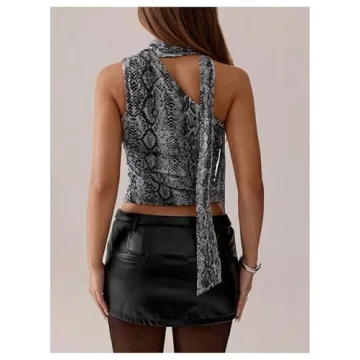 Milumia Women's Stylish One Shoulder Cut Out Tank Tops