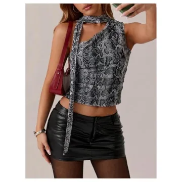 Milumia Women's Stylish One Shoulder Cut Out Tank Tops