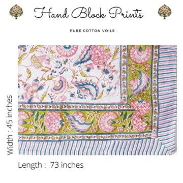 parihan Cotton Block Print long Beach Pareo Sarong Swimsuit Cover Ups Women Wrap