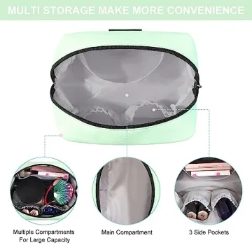 MAANGE Small Makeup Bag For Purse, Travel Cosmetic Bag Makeup Pouch PU Leather Portable Versatile Zipper Pouch For Women (Green)