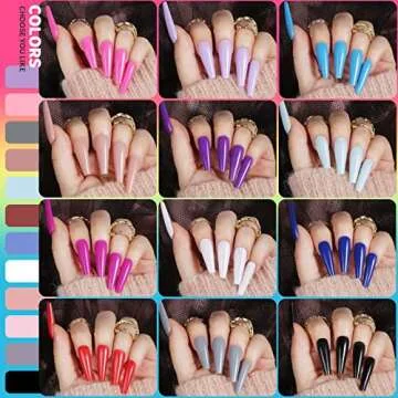 Teenitor Long Press On Nails Kit 24 Color Long Coffin Nail Tips Full Cover, 576pcs Long Coffin Press On Nails Long Coffin Fake Nails, Matte Press On Nails Long, Long Coffin Glue On Nails