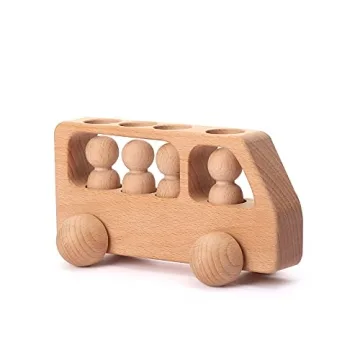 Montessori Wooden Peg Dolls Bus Set Educational Toys