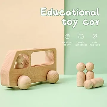 Montessori Wooden Peg Dolls Bus Set Educational Toys