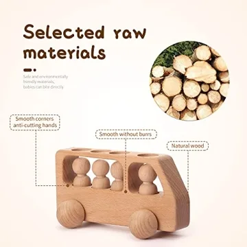 Montessori Wooden Peg Dolls Bus Set Educational Toys