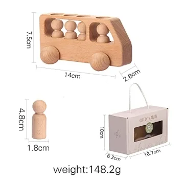 Montessori Wooden Peg Dolls Bus Set Educational Toys