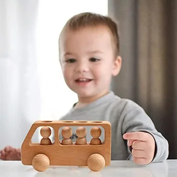 Montessori Wooden Peg Dolls Bus Set Educational Toys