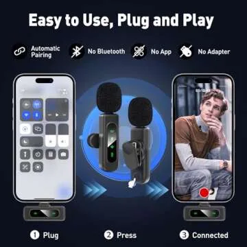 HEHOTTC Wireless Lavalier Microphone for iPhone/Android