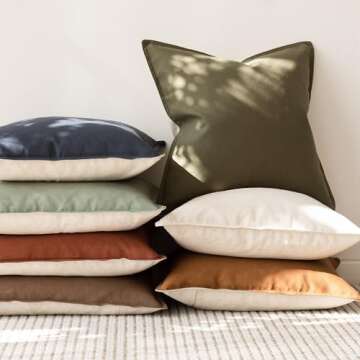 Foindtower Decorative Cotton Linen Throw Pillow Covers 20x20