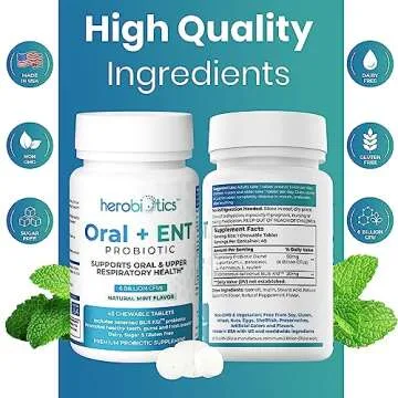 Oral Probiotics for Better Breath, Gingivitis, Strep Throat, Tonsil Stones, ENT - 6 Bn CFU Oral Probiotics with Lactobacillus Reuteri, L. Plantarum & BLIS K12-45 Chewable Tablets