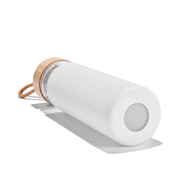 Yomious 20 Oz Borosilicate Glass Water Bottle with Bamboo Lid and Silicone Sleeve – Reusable BPA Free – Glass Drinking Bottle with Lids - Cute Glass Bottle for Women - Glass Shaker Bottle with Brush