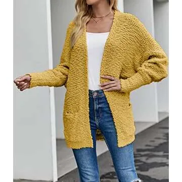 MEROKEETY Women's 2025 Fuzzy Popcorn Oversized Cardigan