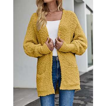 MEROKEETY Women's 2025 Fuzzy Popcorn Oversized Cardigan