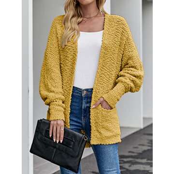 MEROKEETY Women's 2025 Fuzzy Popcorn Oversized Cardigan