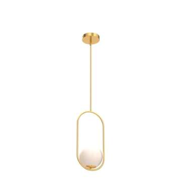 Bomluzo Modern Pendant Lighting Gold Hanging Light Fixture for Sloped Ceiling,Brass Pendant Lighting Fixture Pendant Chandelier Globe Pendant Light for Kitchen Island,Dinning Room Bedside Lighting