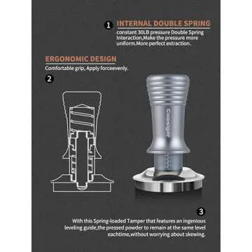 Coosigar 53.3mm Espresso Tamper, Premium Barista Coffee Tamper with Constant 30lb Calibrated Spring Loaded, 100% Stainless Steel Base, Tamper Fits for All 53mm 54mm Portafilters, Espresso Accessories