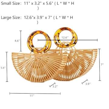 VAKAER Women Bamboo Purse Summer Beach Tote Bag Handmade Small Handbag with Inner bag