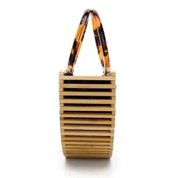 VAKAER Women Bamboo Purse Summer Beach Tote Bag Handmade Small Handbag with Inner bag