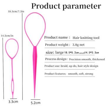 Aigee 6pcs Topsy Tail and Hair Loop Styling Tool Set - Ponytail Makers, French Braid Loops in Large and Small, Hair Pull Through Tools (Pink, Blue, Purple) for Women and Girls