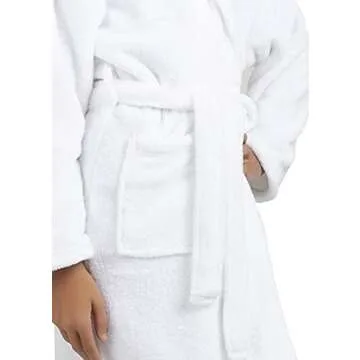 BC BARE COTTON Bare Cotton Kids Microfiber Fleece Shawl Robe - Girls - White - Medium
