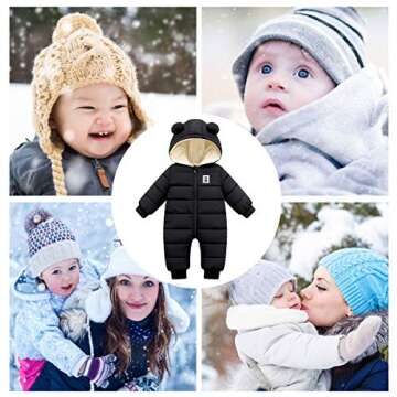 Happy Cherry Baby Hooded Puffer Jacket Jumpsuit - Warm Winter Snowsuit for 18-24 Months