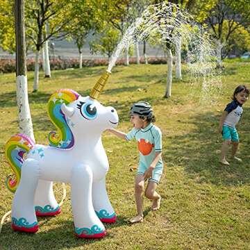 JOYIN 48'' Inflatable Unicorn Sprinkler - Perfect for Summer Parties