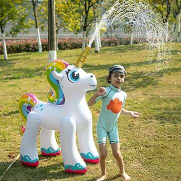 JOYIN 48'' Inflatable Unicorn Sprinkler for Summer Fun