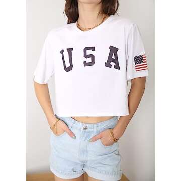 Anna-Kaci Women's Patriotic Crop Top for July 4th Fun