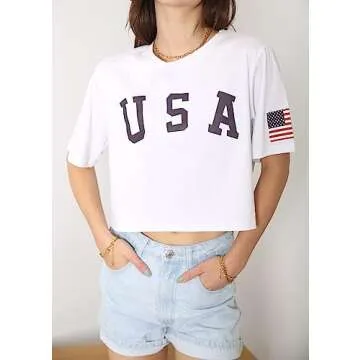 Anna-Kaci Women's Patriotic Crop Top for July 4th Fun